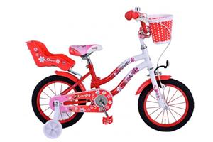 Volare Kinderfahrrad Lovely für Mädchen 14 Zoll Kinderrad in Rot Weiß Fahrrad