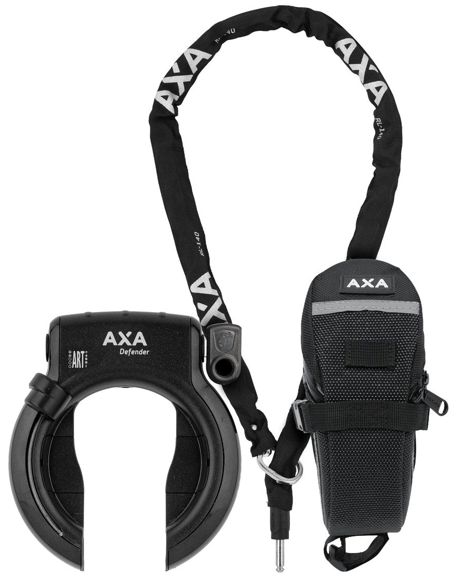 Axa Ringslot Defender met insteekketting RLC140 en zadeltas zwart