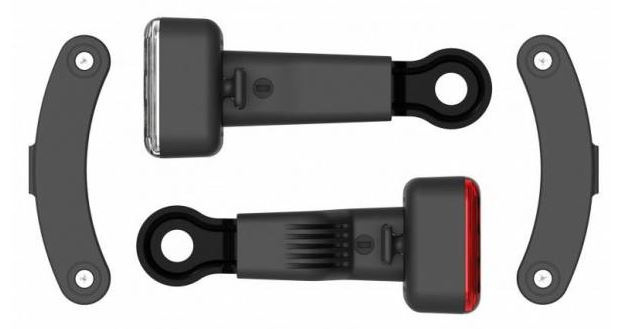 Reelight fietsverlichting AMS Flash staal rood/wit/zwart 4 delig