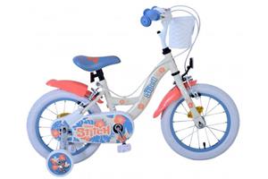 Stitch Kinderfiets Meisjes 14 inch Crème Koraal Blauw Twee handremmen