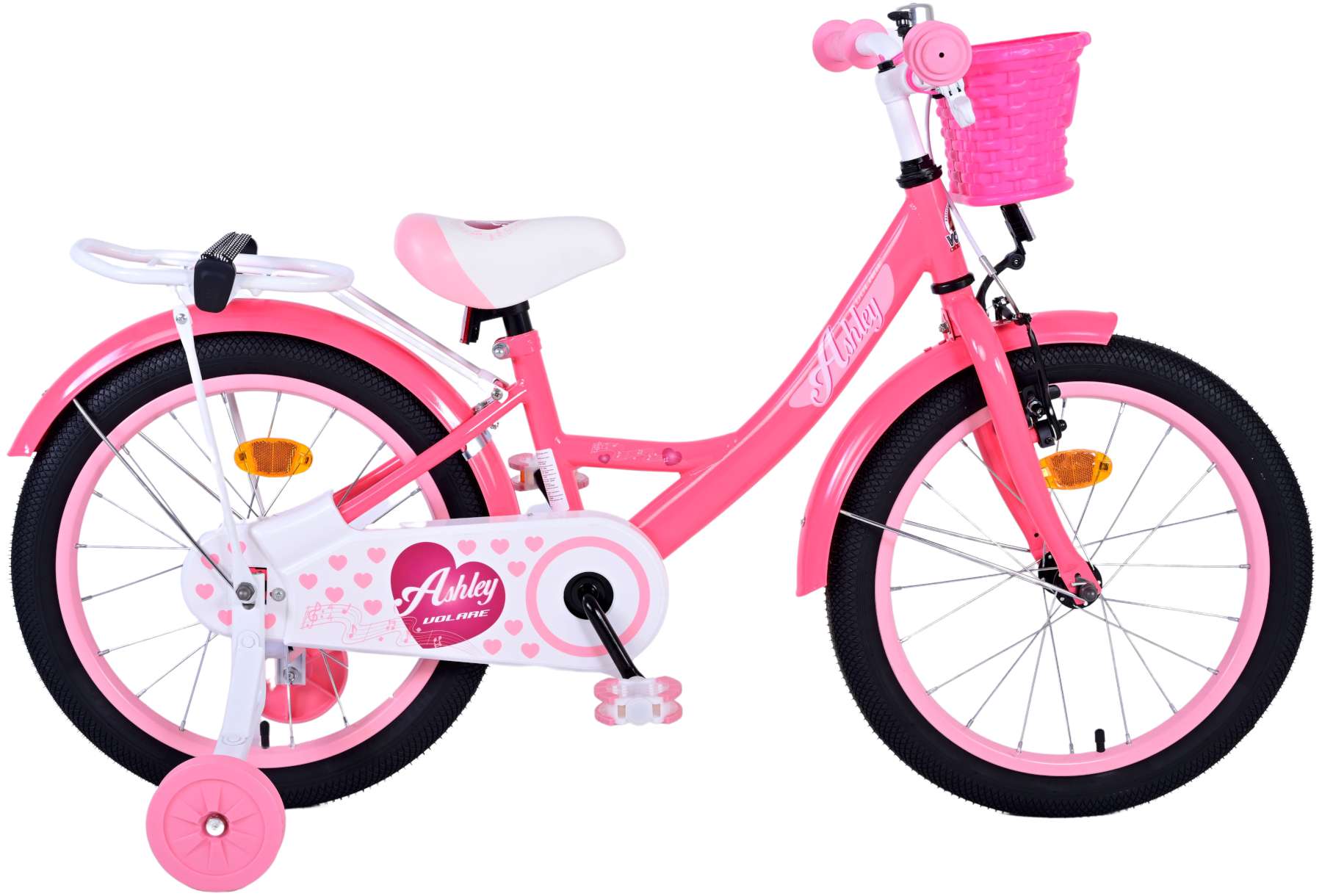 Volare Ashley 18 Inch Meisjes Kinderfiets Donker Roze  +€15 Inruilkorting