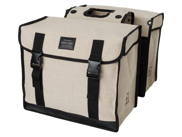 FastRider Dubbele fietstas Canvas Jute/Katoen 56L Naturel