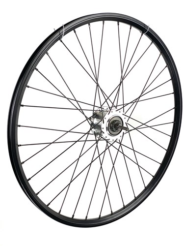 Achterwiel 28 inch 622 zwart rvs spaak 8v rollerbrake