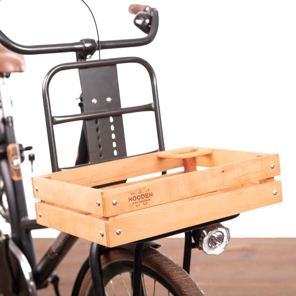 Wooden Amsterdam Urban Explorer Fietskrat S met bekerhouder