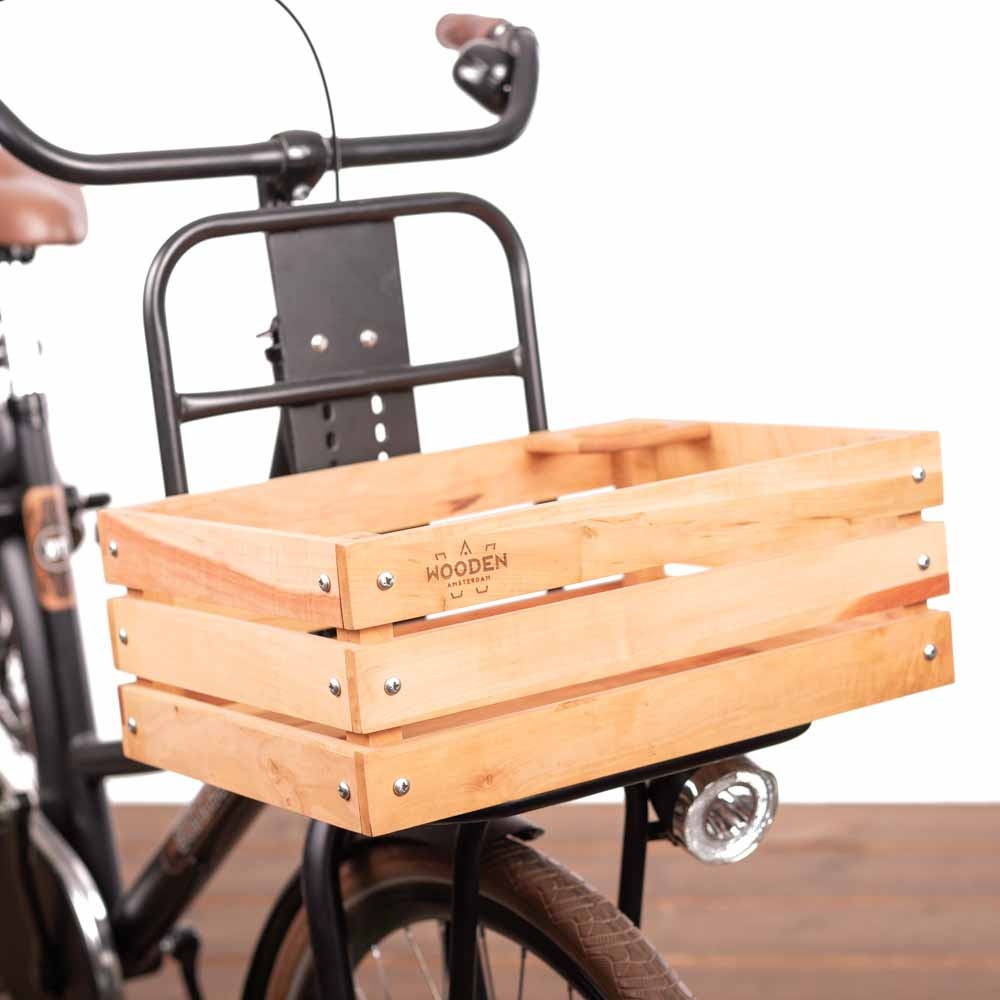 Wooden Amsterdam Urban Explorer Fietskrat M met bekerhouder