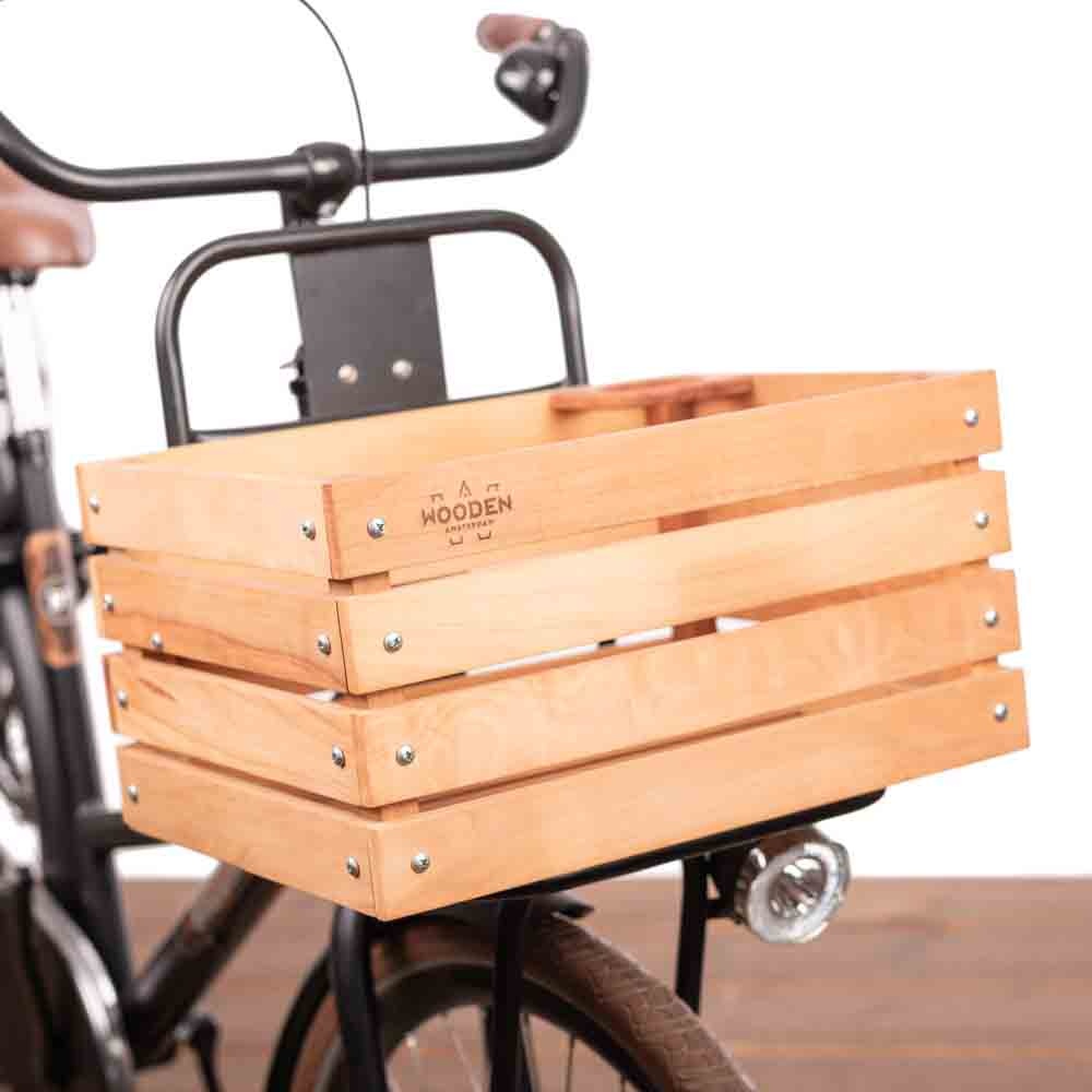Wooden Amsterdam Urban Explorer Fietskrat L met beker- en parapluhouder