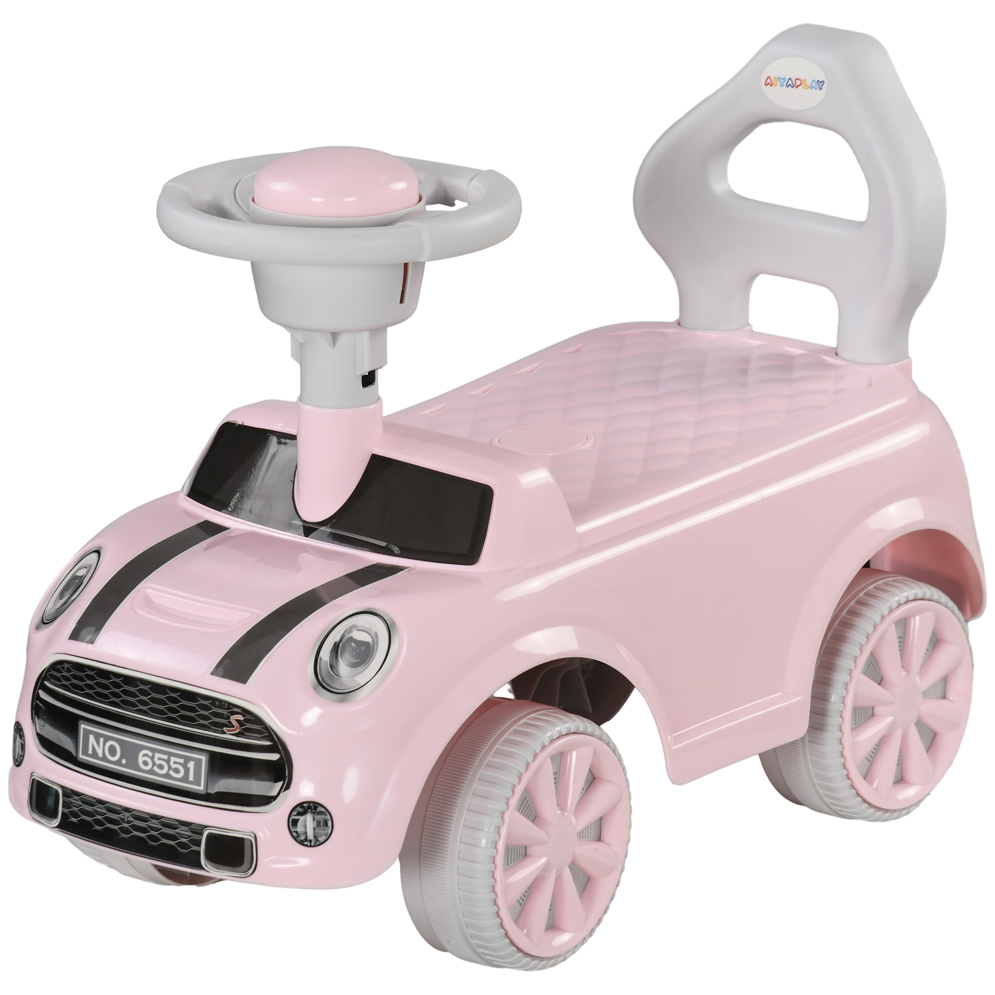 AIYAPLAY Loopauto voor Kinderen, veilig met anti-kantelbescherming, toeter en antislip zitting, duurzaam kunststof, 65 x 30 x 40 cm, roze | Aosom.nl
