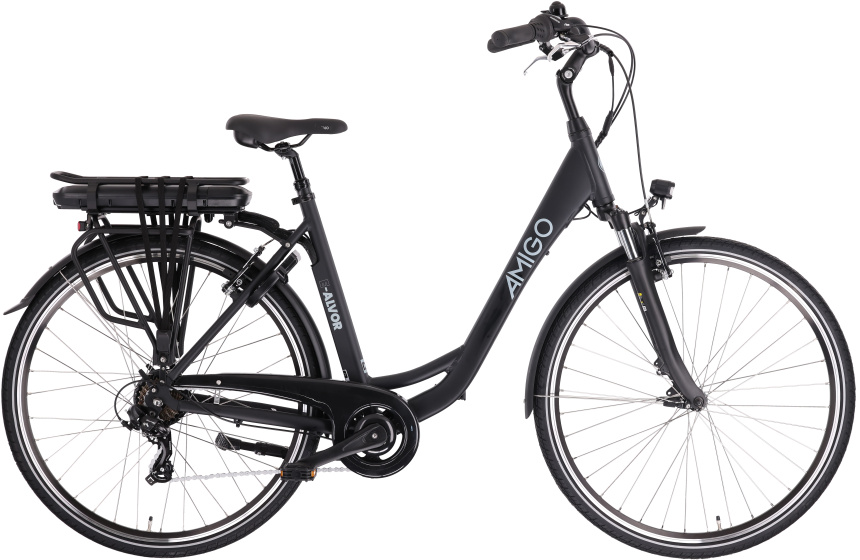 AMIGO E Alvor D2 28 Inch 50 cm Dames 7V V Brakes Matzwart