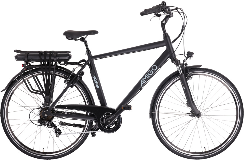 AMIGO E Alvor D2 28 Inch 53 cm Heren 7V V Brakes Matzwart