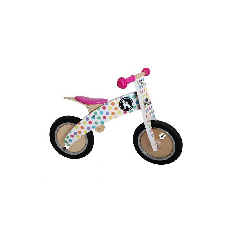 Kiddimoto Loopfiets hout Kurve Pastel Dotty