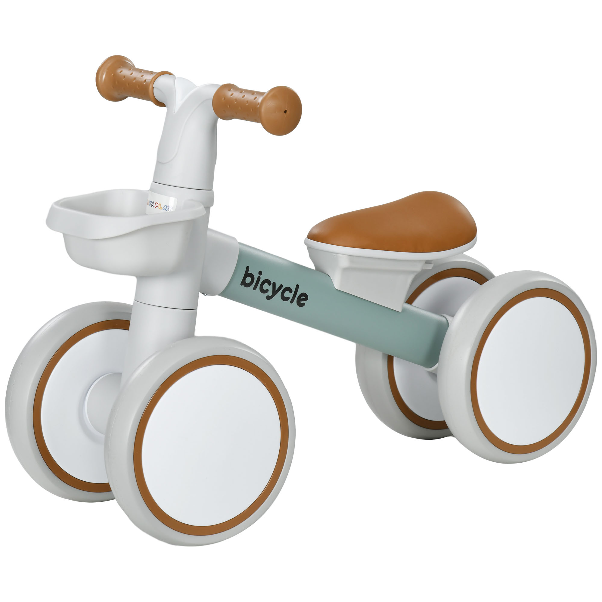 AIYAPLAY Loopfiets, veilig en lichtgewicht, verstelbare zetel, fluisterwielen, voor 1-3 jaar, tot 20 kg, groen/wit | Aosom.nl