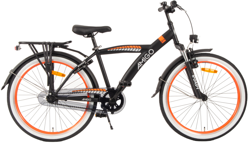 AMIGO Roady 24 Inch 38,5 cm Jongens Terugtraprem Zwart/Oranje