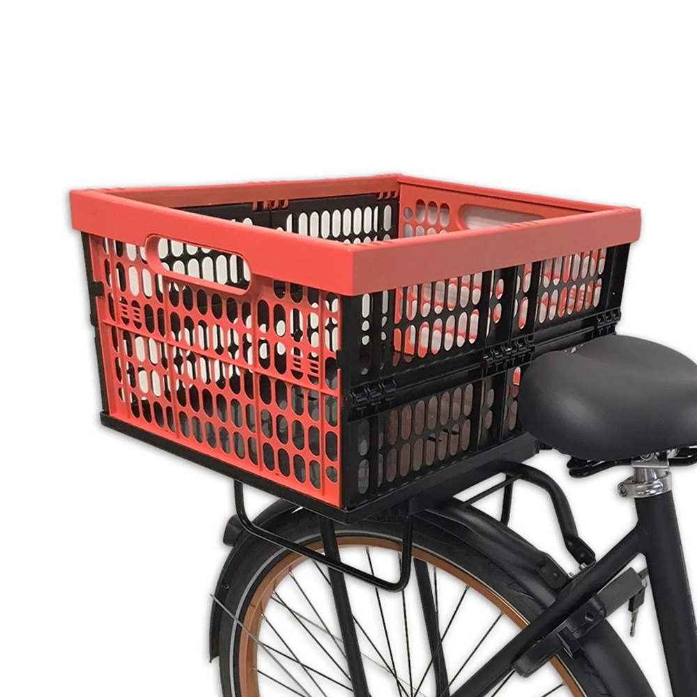 Plates 4 Bikes Afneembare Fietskrat Kunststof met Tasbeugels 32L Rood/Zwart