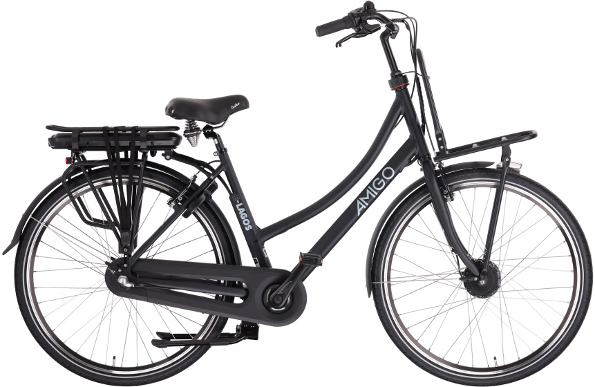 AMIGO E Lagos T2 28 Inch 50 cm Dames 3V V Brakes Matzwart