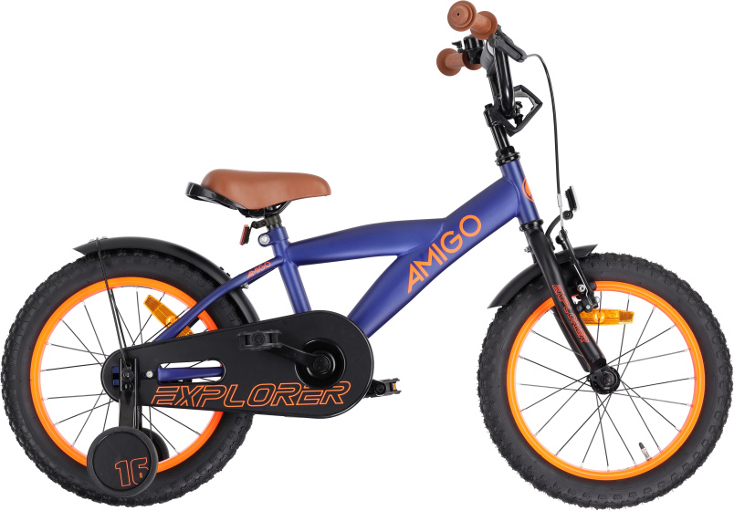 AMIGO Explorer 16 Inch Jongens Terugtraprem Blauw/Oranje
