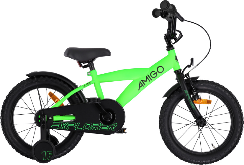 AMIGO Explorer 16 Inch Jongens Terugtraprem Groen/Zwart