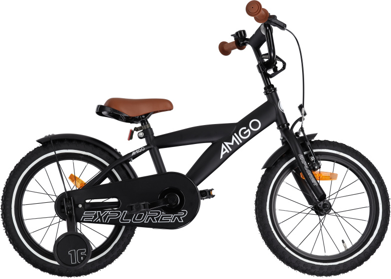 AMIGO Explorer 16 Inch Jongens Terugtraprem Zwart/Wit