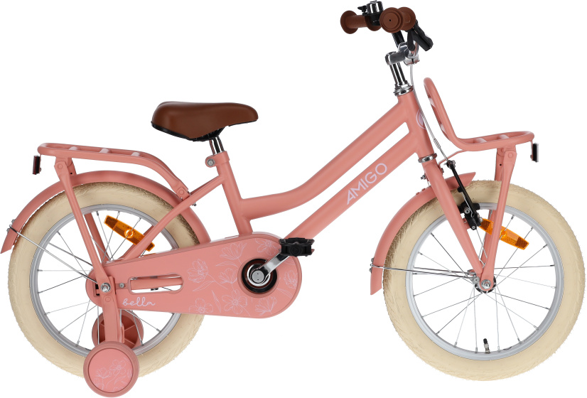 AMIGO Bella 16 Inch Meisjes Terugtraprem Zalmroze