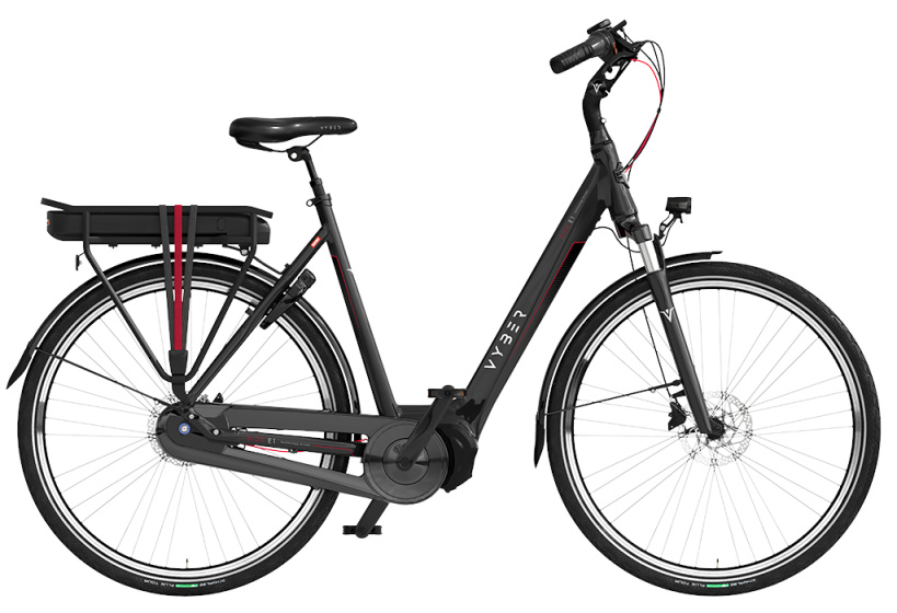 Vyber Ride E1 522Wh 28 Inch 53 cm Dames 7V Hydraulische schijfrem Zwartglans/Rood