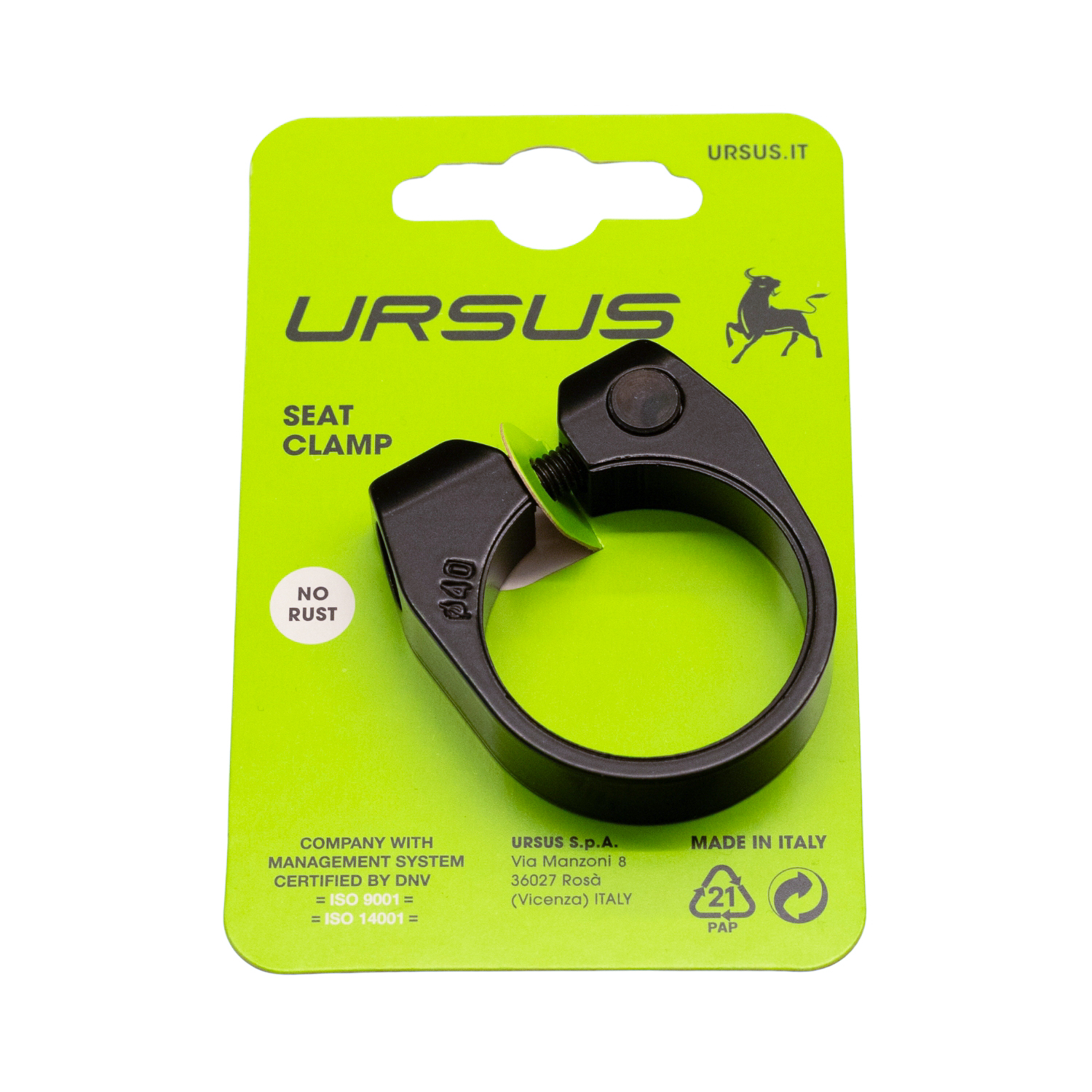 UrbanProof Ursus zadelklem ø40mm zonder hendel zwart