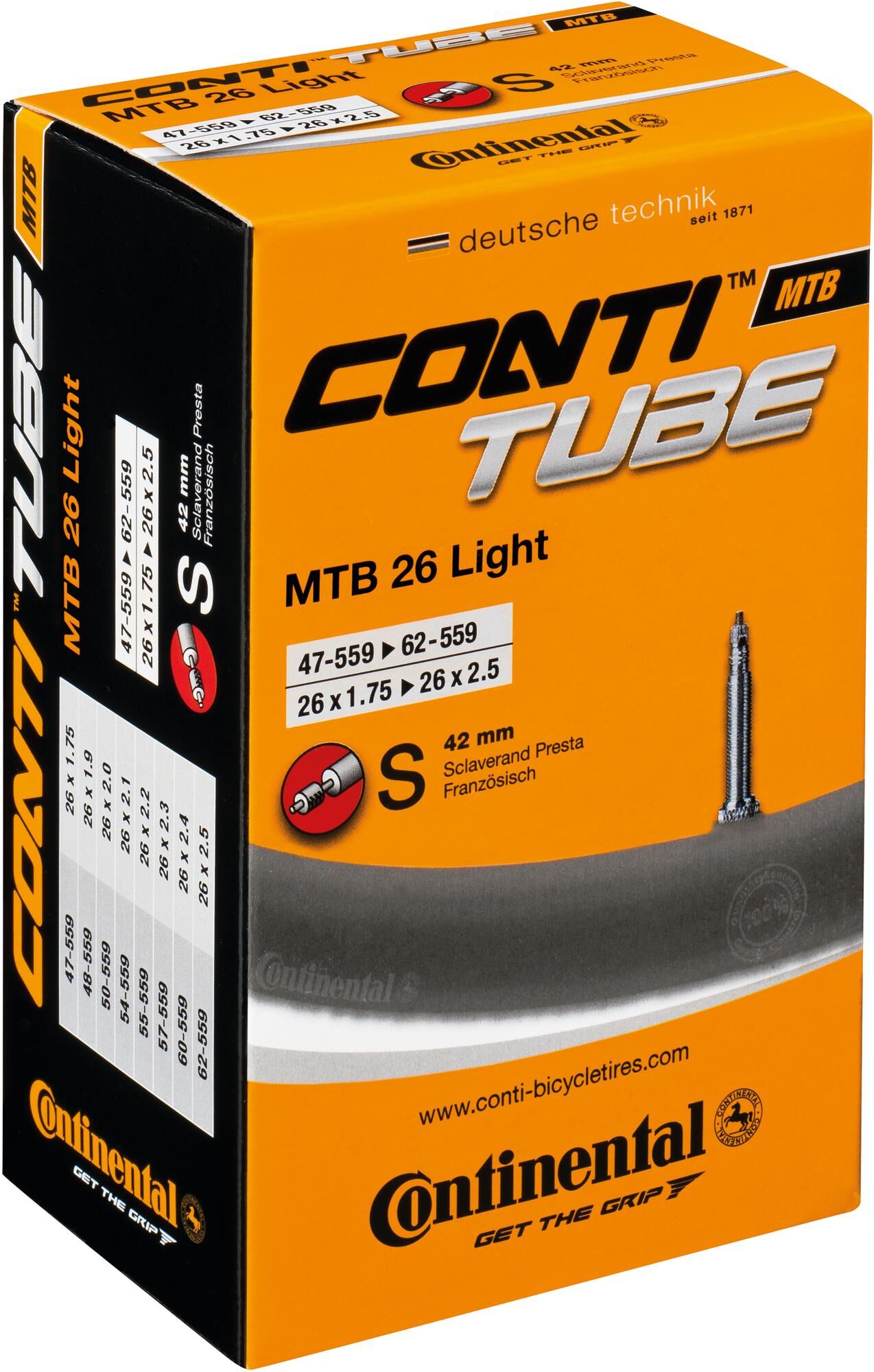 CONTINENTAL Conti tube mtb 26 47/60-559 s42 lig