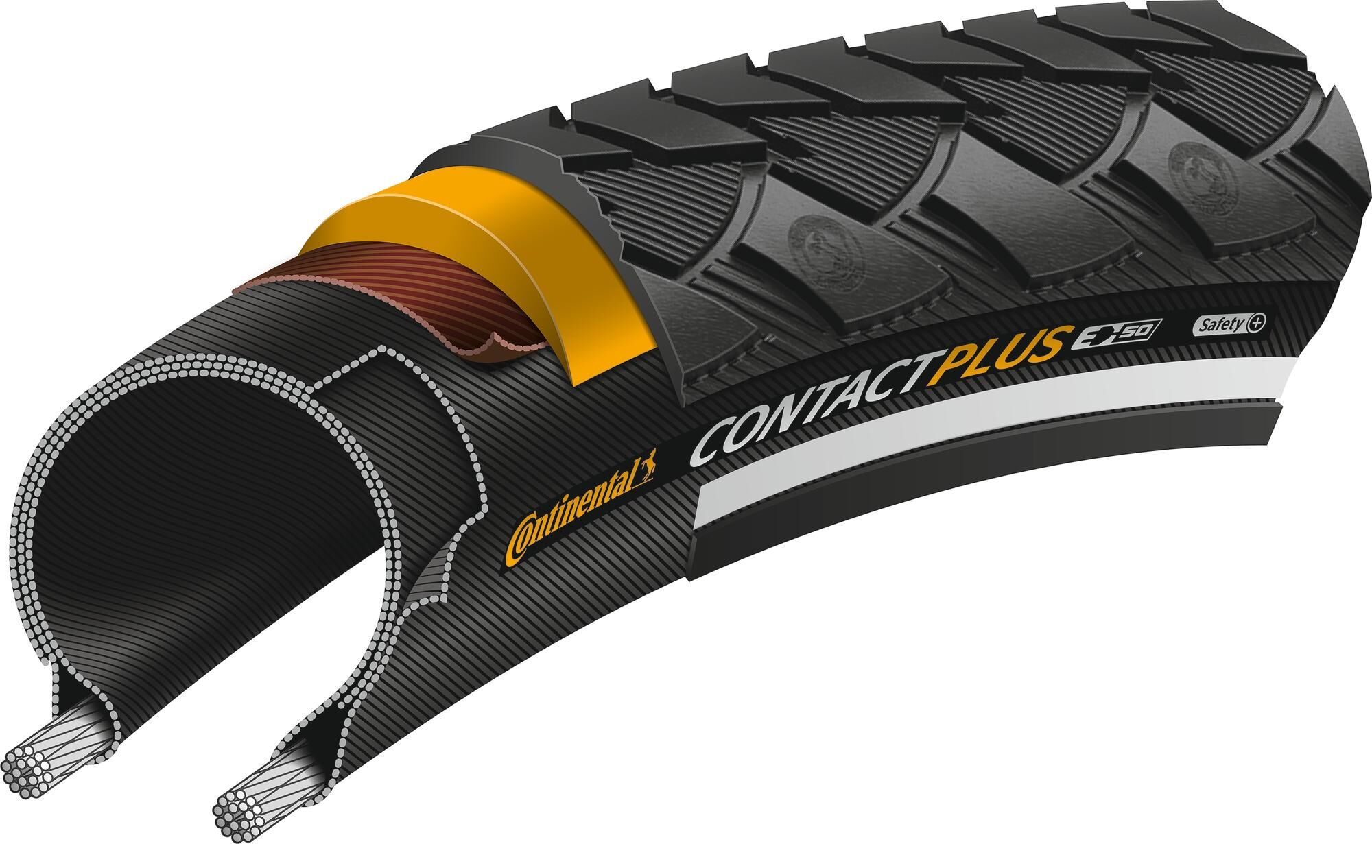 Continental buitenband contact plus reflex 24 x 1.75/ 47-507 zwart met reflectie
