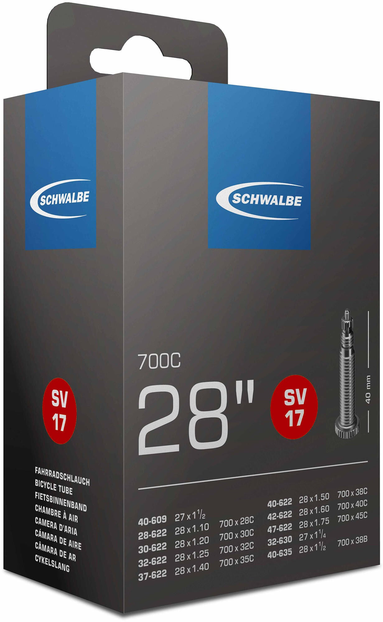 SCHWALBE tube #17 28/47-622/635 sv40 autom
