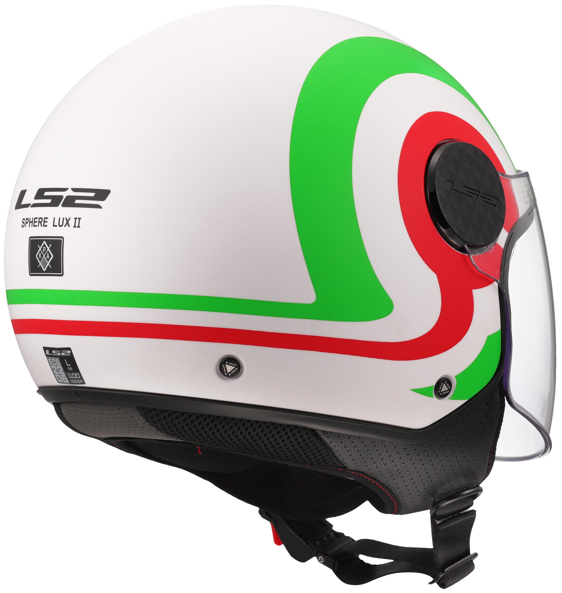 LS2 of558 sphere lux ii urby jethelm helmet of558 sph. lux ii urby wh/green/red l