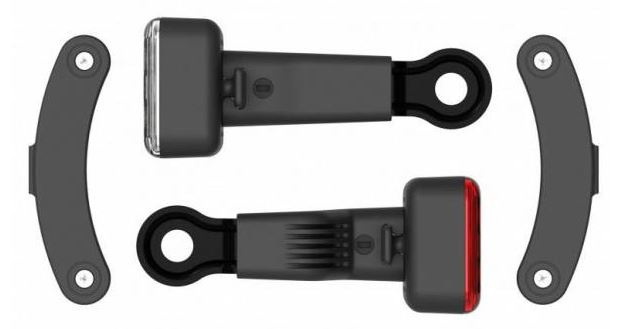 Reelight fietsverlichting AMS Constant staal rood/wit 4 delig