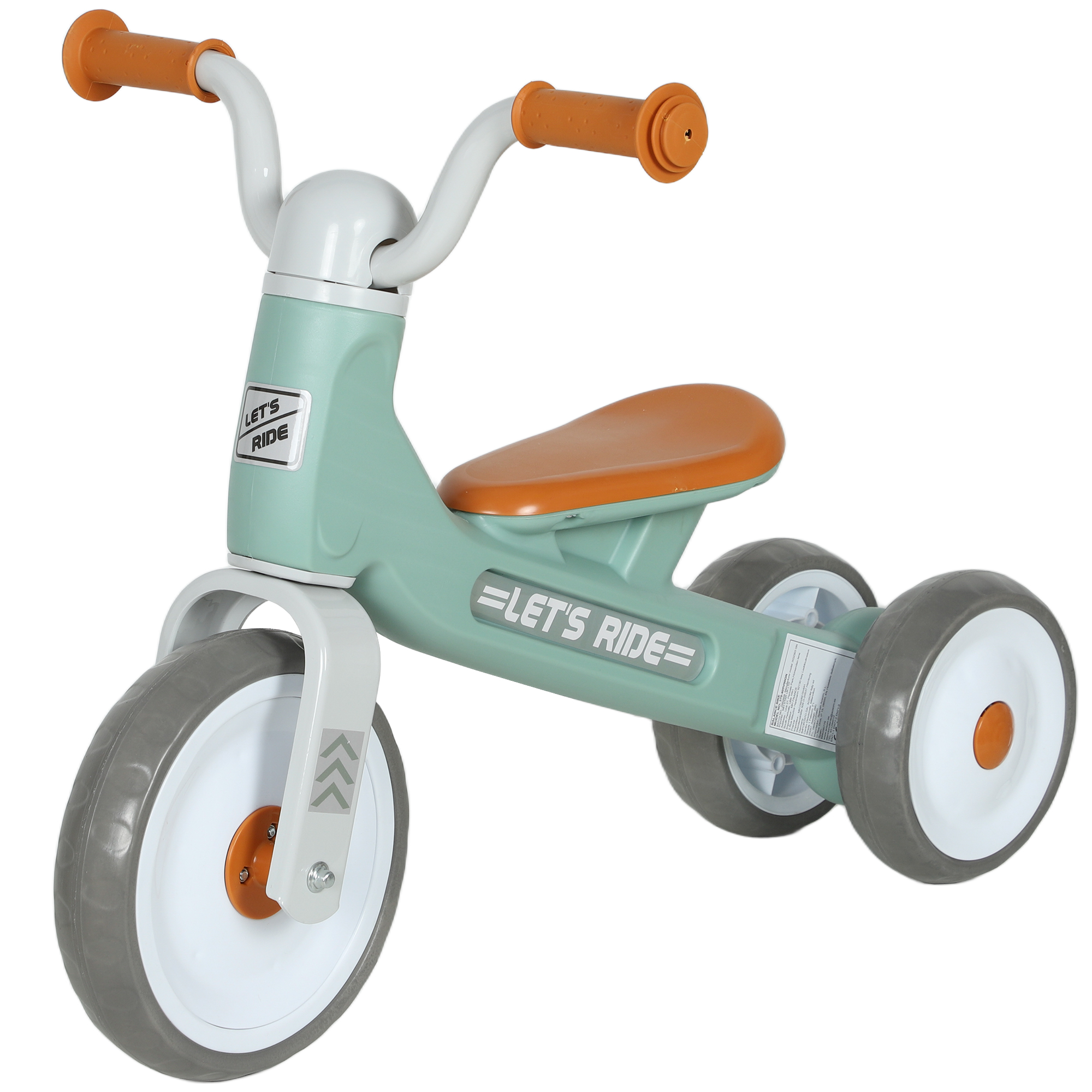 AIYAPLAY Loopfiets zonder trappers, 3 stille wielen, 12-36 maanden, binnen & buiten, groen