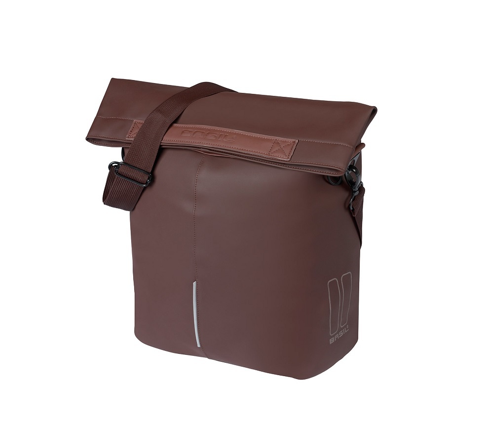 Basil Enkele fietstas City Shopper MIK Hooks 16L Bruin