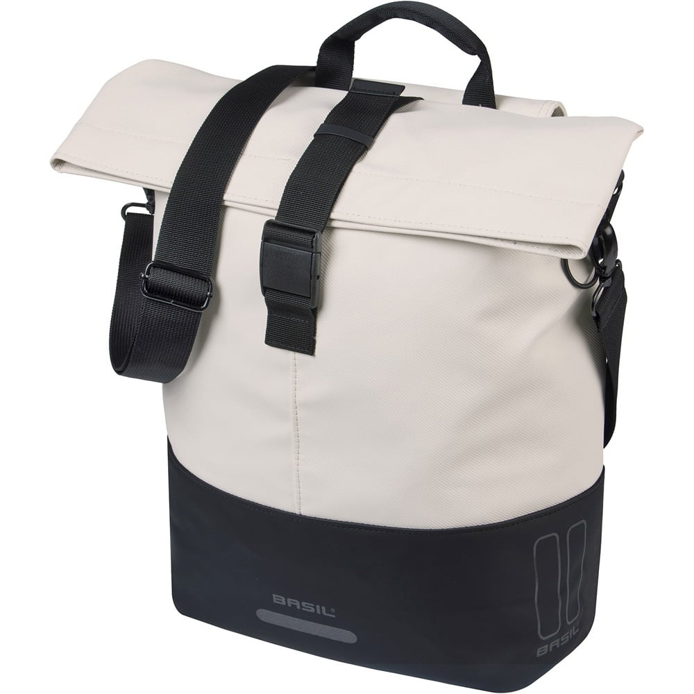 Basil Enkele fietstas Cove Shopper MIK Hooks 16L Wit/Zwart