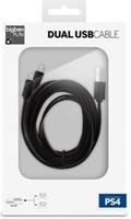 BigBen DUAL USB CABLE, Y-Ladekabel 3m für PS4 (USB/Micro USB), schwarz