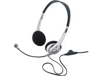 Basetech TW-218 PC-headset 3.5 mm jackplug Kabelgebonden, Stereo On Ear Zwart/zilver