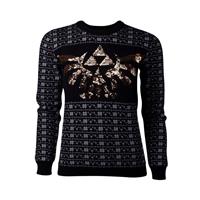 Difuzed The Legend of Zelda Ladies Knitted Christmas Sweater Tri-Force Glitter Size L