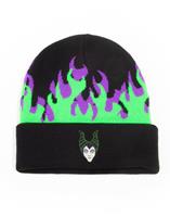 Disney - Flames With Maleficent Character Face Unisex Beanie - Black