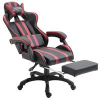 vidaXL Gaming-Stuhl mit Fußstütze Weinrot Kunstleder Rot