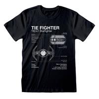 Star Wars - Tie Fighter Sketch Unisex Large T-Shirt - Black