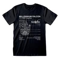 Star Wars - Millenium Falcon Sketch Unisex Medium T-Shirt - Black