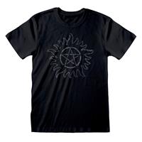 Supernatural - Text Symbol Unisex Large T-Shirt - Black
