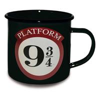 harrypotter Tasse Plattform 9 3/4 Emaille Tasse schwarz, bedruckt, aus Stahlblech, emailliert, Fassungsvermögen 350 ml. - Harry Potter