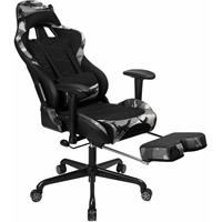 SONGMICS Gaming Stuhl mit Fußstütze, 150 kg, Bürostuhl, Schreibtischstuhl, Lendenkissen, Kopfkissen, hohe Rückenlehne, ergonomisch, Stahl, PU, atmungsaktives