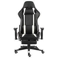 vidaxl Gaming-Stuhl mit Fußstütze Drehbar Weiß PVC
