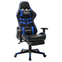 vidaXL Gaming-Stuhl mit Fußstütze Schwarz und Blau Kunstleder Mehrfarbig