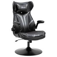 Vinsetto gamingstoel ergonomische computerstoel met schommelfunctie draaistoel in hoogte verstelbaar staal zwart + grijs 67 x 75 x 106-112 cm