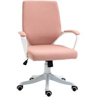 Vinsetto kantoorstoel bureaustoel stoel kantoor aan huis met kantelfunctie rugleuning in hoogte verstelbaar dikke bekleding ergonomisch 360° zwenkwielen polyester nylon PP roze + wit 62x69x92-102 