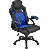 Racing Schreibtischstuhl Montreal - ergonomisch, höhenverstellbar & gepolstert, bis 120 kg - Bürostuhl Drehstuhl PC Gaming Stuhl - blau - Juskys