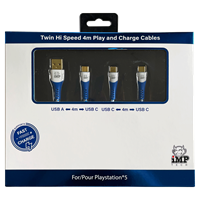 iMP TECH 4M Gevlochten Snel Oplaad- en Oplaadkabel voor PS5 - Accessoires voor gameconsole - Sony PlayStation 5