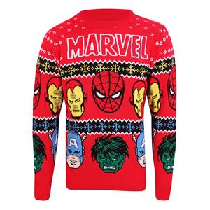 Heroes Inc Marvel Comics Sweatshirt Christmas Jumper Face´s