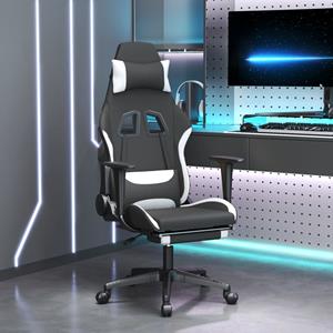 Bonnevie - Gaming-Stuhl mit Massage & Fußstütze Schwarz und Weiß Stoff vidaXL807300